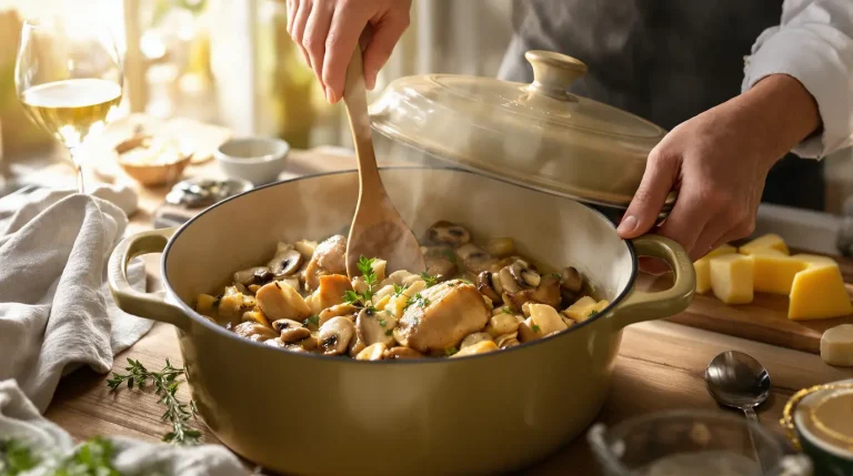 recette pintade en cocotte champignons crème fraîche